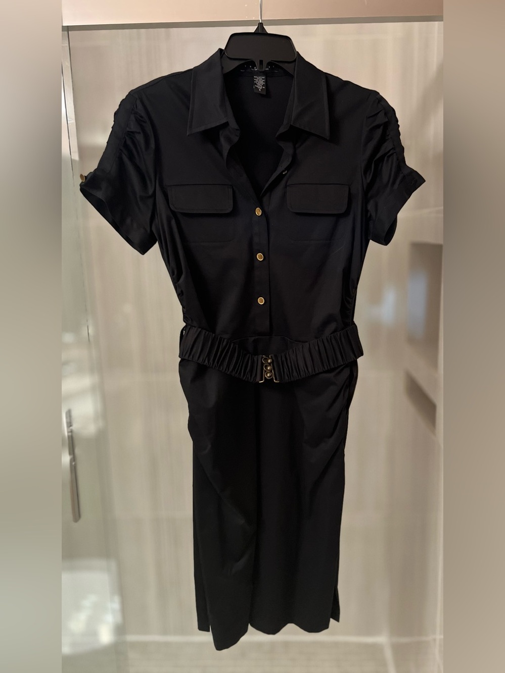 Laundry by Shelli Segal Black Belted Safari Shirt Dress 4